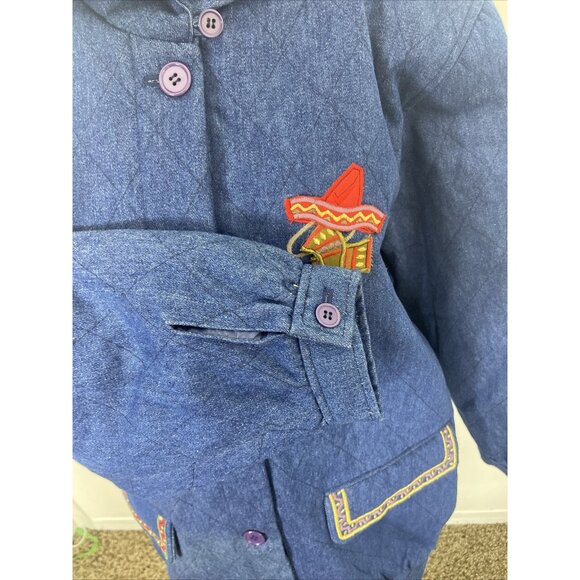 Vintage Joseph Ho Quilted Denim Mariachi Band Mexican 3D Coat Woman XL Loud 80s - Picture 5 of 10